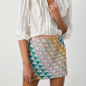 Anthropologie Walter Baker Hand-Beaded Mini Skirt